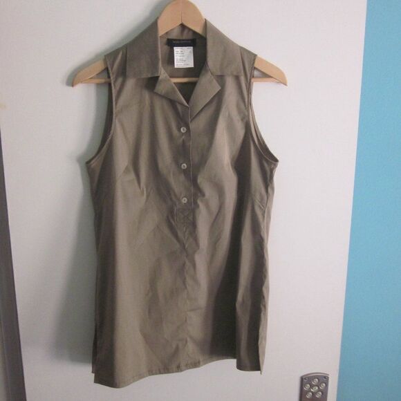 Piazza Sempione Womens Size M 42 / 6  Sleeveless Collared Stretch Cotton Blouse  - Picture 1 of 11